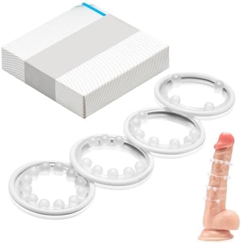 Penis Enlarger Ring Set, Jannsk With 4 Different 3D G Spot Bead Cock Ring Ultra Soft Stretchy Penis Adult Sex Toys For Men Couple