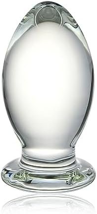 Huge Glass Anal Plug 5.31 X 2.63 Inch Bomb Butt Plug Trainer Toys G-Spot Prostate Massager Sex Toy For Men Women Vaginal Anal Play, 24.41 Ounce, Clear