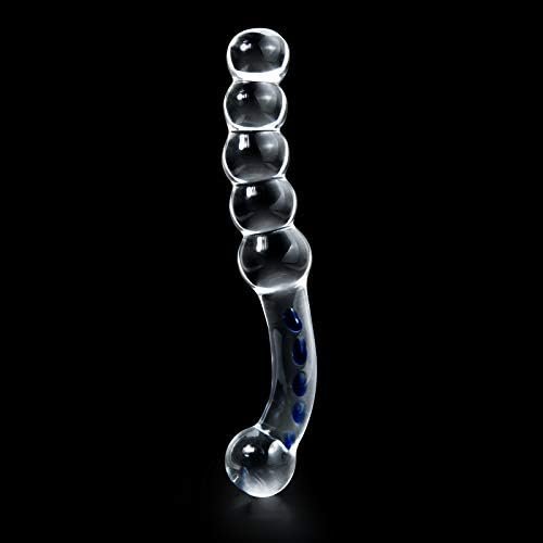 T-Explorer Hot Crystal Glass Dildo Anal Beads Butt Plug Masturbation Personal Massager G-Spot Stimulation Sex Toy, 5.6 Ounce