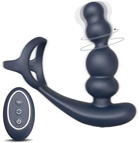 360° Rotating 3 In 1 Anal Vibrator Prostate Massager With Cock Ring, 10 Vibrating & 3 Roating Modes Prostate Stimulor With Vibrator Remote Butt Plug Anal Beads Adult Sex Toys For Women And Couples