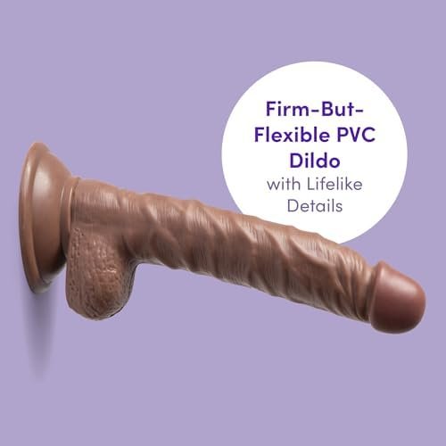 Lovehoney Lifelike Lover Realistic Dildo - 8 Inch Suction Cup Dildo For Women - Flexible Big Dildo With Balls - Harness Compatible Strap On Dildo - Adult Sex Toy - Flesh Brown - Image 2