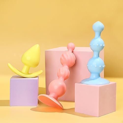 3Pcs Anal Butt Plug For Couples Sex Toys, Silicone 3 Size Anal Sex Trainer Set Anal Beads Dildo For Beginners, Expert,Gay, Lala,Couple