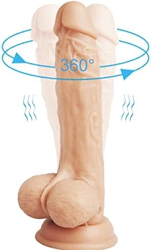 Rotating Realistic Dildo Vibrator With Suction Cup,Shiji Liquid Silicone Vibrating Dildo With 10 Speeds & Boost Mode,8 Inch G Spot Wand Lifelike Dick,Personal Adult Toys Sex Vibrator For Female Male