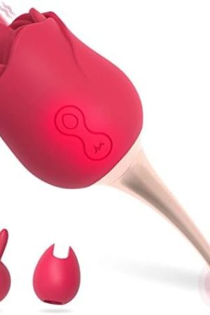 Rose Toy Vibrator For Women, 2 In 1 With 10 Vibration Modes, G Spot Rose And Clitoral Vibrator, High-Frequency Clitoral Tongue Licking Toy, Nipple Sucker Oral Sex Vibrating Masturbator,Adult Sex Games