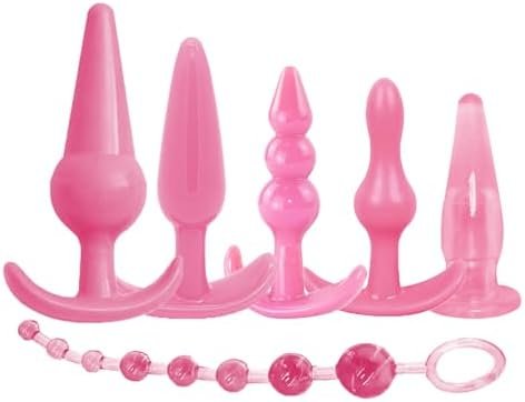 Silicone Anal Plug Butt Toy, 6 Pack Butt Plugs Sex Anal Plugs Toy Training Set For Beginners Advanced Users With Flared Base Prostate Sex Toys