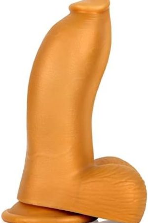 Realistic Dildo With Powerful Sucker Base, Liquid Silicone Thick Dildo Penis Soft Skin-Friendly G-Spot Giant Dildo With Thick And Rough Testicle Base (S)