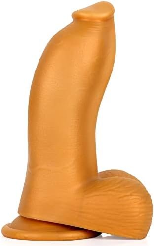 Realistic Dildo With Powerful Sucker Base, Liquid Silicone Thick Dildo Penis Soft Skin-Friendly G-Spot Giant Dildo With Thick And Rough Testicle Base (S)