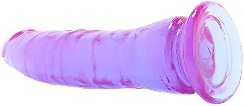 Doc Johnson Crystal Jellies - Thin Dong - 7 Inch - 1.5" Wide - Strong Suction Cup Base - O-Ring Harness Compatible Dildo, Purple - Image 3