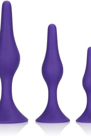 Calexotics Booty Call Booty Trainer Kit- 3 Piece Silicone Butt Plug Set With Suction Cup - Waterproof Fetish Sex Toys For Couples - Purple
