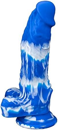 7.4 Inch Realistic Dildo For Women - Colorful And Unique Dildo Sex Toy With Strong Suction Cup For Hands-Free Play, G-Spot Stimulation Dildos Adult Sex Toys For Women Men And Couple (Blue)