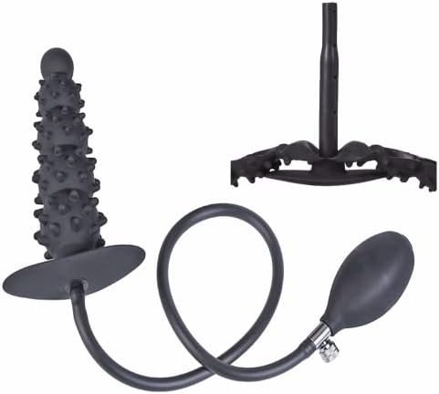 Granular Butt Plug Silicone Inflatable Anal Plug 15.7"X4.7" Black - Image 2
