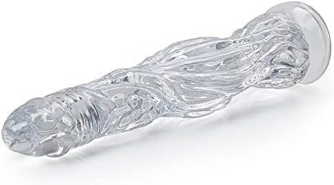 Fst Transparent Dildo Vaginal G-Spot Massage Adult Toy Prostate Intense Stimulation Anal Plug Novel Alien Beast Penis Shape Sex Toy Vein Texture Dildo With Strong Suction Cup (10 Inch) (M)
