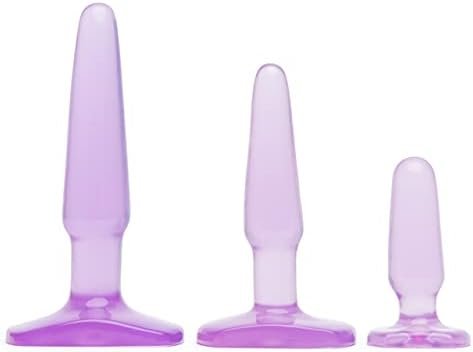 Lovehoney Butt Plugs - 3 Anal Toys For Anal Training - Beginner Friendly With Flared Base & Waterproof - Purple