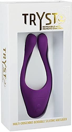 Doc Johnson Tryst V2 - Multi-Erogenous Zone Bendable Silicone Vibrator & C-Ring With Remote - 3 Powerful, Quiet 10-Function Motors - Bendable Vibrating Arms Hold Shape, Teal - Image 2