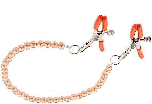 Igeuza Nipple Clamps With Nipple Sucker And Nickel Sucker Sequential Pleasure Non Piercing Adjustable Pearl Chain Nickel Clip On Jewelry Bread Clamps For Adult Women Sex Toys (Orange) - Image 3
