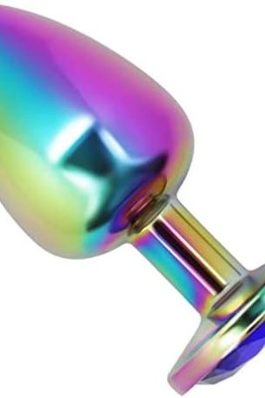 Rainbow Metal Anal Plug With Jewel Small Rainbow Jewel