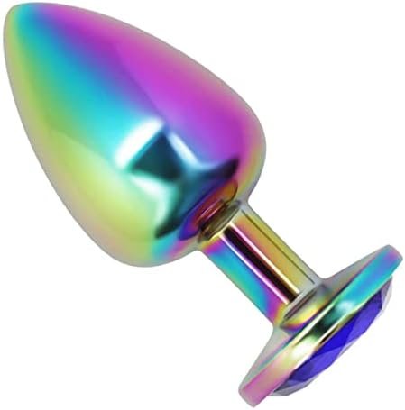 Rainbow Metal Anal Plug With Jewel Small Rainbow Jewel