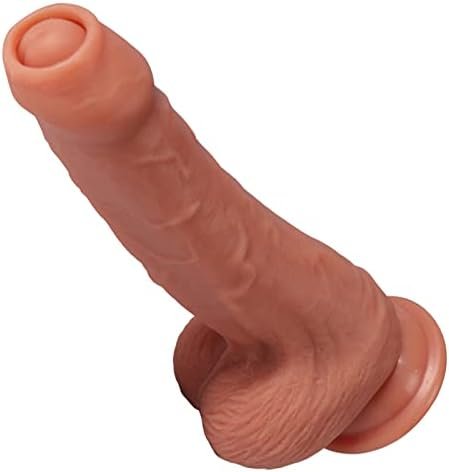 Anfei Foreskin Realistic Dildo Dual Layer Liquid Silicone Push-Back Prepuce Penis Sex Toy With Suction Cup