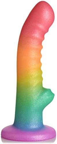 Curve Toys Simply Sweet Swirl Rainbow Silicone Dildo For Men Women & Couples. Colorful Swirled Strong Suction Base Dildo. 1 Piece, Rainbow.