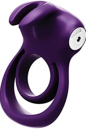 Vedo Thunder Bunny Rechargeable Vibrating Couples C-Ring, Clitoral Stimulation (Deep Purple)