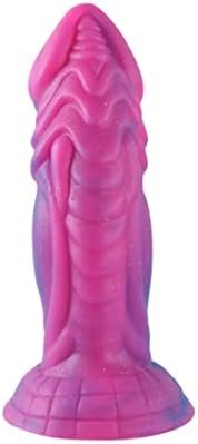 Realistic Dragon Dildo Fat Thick Dildos Flexible Silicone Dildo Adult Women Sex Toy With Suction Cup G Spot Dildo, Starry Purple