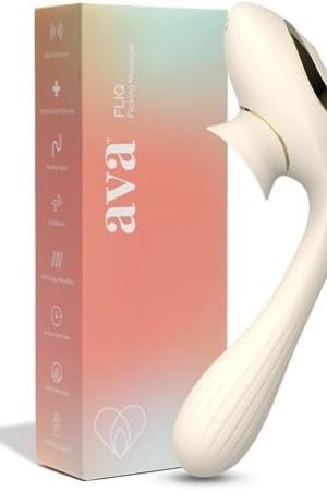 Ava Fliq Bending Dual-Function Vibrator Wand [Sex Toys For Women] Personal Wand Massager | Rose Toy | 10 Vibrations & 10 Flicking Patterns | G Spot Vibrator Adult Toys | Gifts For Women - Beige`