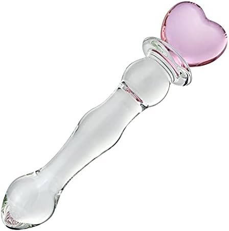 Fst Glass Dildo Butt Plug, Glass Pleasure Wand, Heart Shape Crystal Massager Anal Sex Toys For Women Men Couple