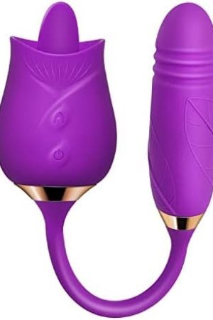 Rose Toy Vibrator For Women - 3 In 1 Clitoral Stimulator Tongue Licking Thrusting G Spot Dildo Vibrator With 10 Modes, Rose Adult Sex Toys Games, Clitoris Nipple Licker For Women Man Couple