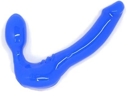 Feeldoe ® Slim Silicone Strapless Strap-On Harness-Free Double Dildo (Without Vibrator) Small Size: 5-1/2" X 1-1/4" In Blue - Image 2