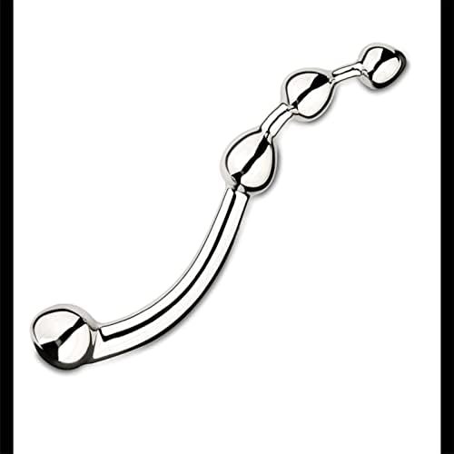 Curve Double Ended Stainless Steel G Spot Wand Massage Stick Pure Metal Penis P-Spot Stimulator Prostate Massager Anal Plug Dildo Sex Toy For Women Men - Valentines Day Gift
