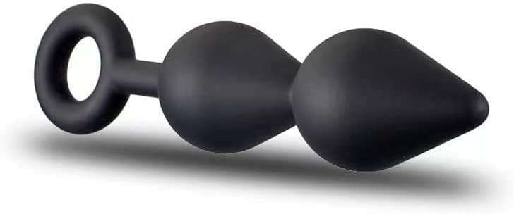 Silicone Anal Plug - Double Bead For Beginners Silicone Anal Toys (Black) Apply To Anal Sex Toy For Men Women An D Couples