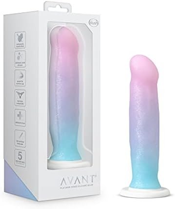 Blush Avant D17 Lucky - Unicorn Fantasy Soft Purio™ Platinum Silicone Dildo - 8 Inch Long - Ultrasilk Smooth - Strap On Compatible Suction Cup Base For Hands Free Play - Sex Toy For Women