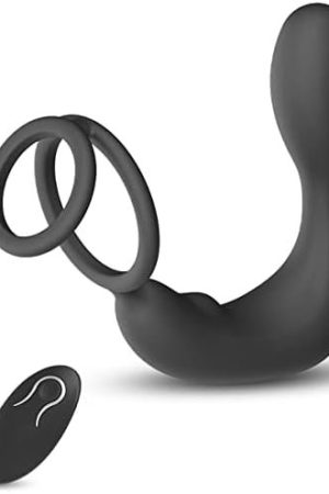 Powerful Anal Vibrator With 12 Vibration Modes, Adult Couple Sex Toy, Vibrating Prostate Massager With Dual Rings, Remote Control Anal Plug, Black Color