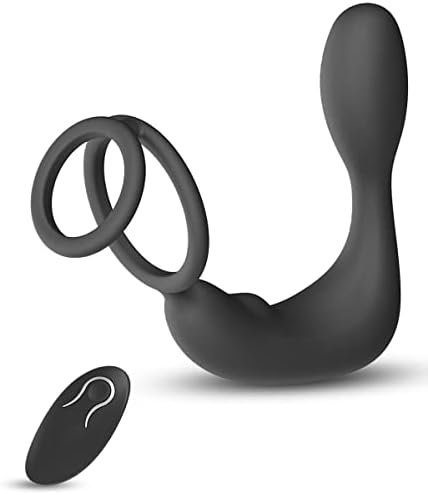 Powerful Anal Vibrator With 12 Vibration Modes, Adult Couple Sex Toy, Vibrating Prostate Massager With Dual Rings, Remote Control Anal Plug, Black Color