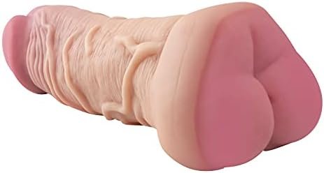 Male Masturbator Adult Sex Toy, Realistic Mini Ass Anal Pocket Pussy Double Function Hollow Penis Sleeve For Men Masturbation, Soft Realistic Dildo For Women Couples Beige