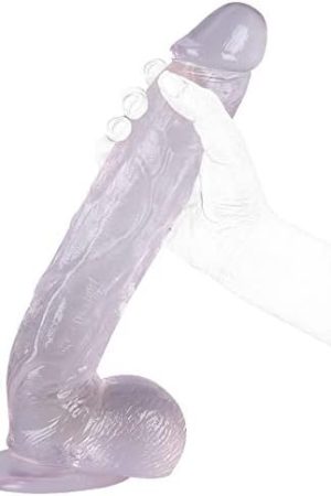 Realistic Dildo For Women, Crystal Large Adults Sex Toys With Strong Suction Cup For Hands-Free Play, Soft Clear Dildo With Curved Shaft And Balls For G-Spot Vaginal Masturbator