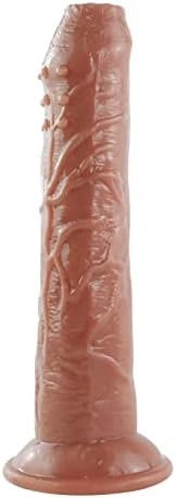 7.87 Inch Realistic Dildo (L, Brown)With Suction Cup Base For Hands-Free Play, Ultra-Real Large Dildos With Raised Veins And Half-Foreskin Head For Vaginal G-Spot And Anal Prostate Play
