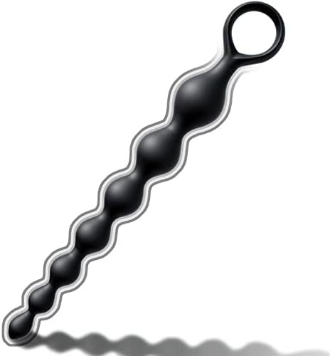 Anal Beads, Silicone Flexible Anal Chain Butt Plug With 7 Gradual Balls And Pull Loop Prostate Massager G-Spot Stimulator Tjijp Anal Training Sex Toy For Beginner 8.23 Inch, Black