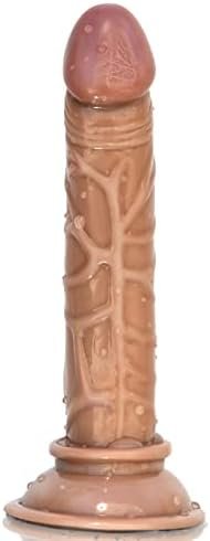 Realistic Dildo Small Size Penis Cock Dong With Strong Suction Cup For Vaginal Anal Play G-Spot Stimulation Ball Free Prostate Massager Sex Toys For Beginners, 5.51 Inch, Brown, Tjijp