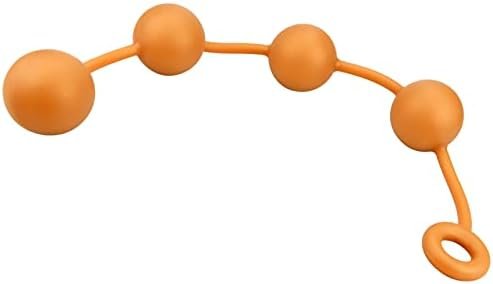 Silicone Anal Butt Beads Chain Plug - Anal Beads Chain With 4 Balls 2.36" Huge Anal Dilator With Safe O Pull Ring For Men Women Play Gold