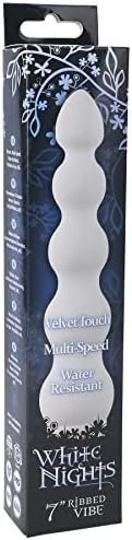 Doc Johnson White Nights - 7 Inch Ribbed Multi-Speed Vibrator - Abs Plastic With Smooth Velvet Touch Finish - Great For Internal And External Stimulation - White - Image 2