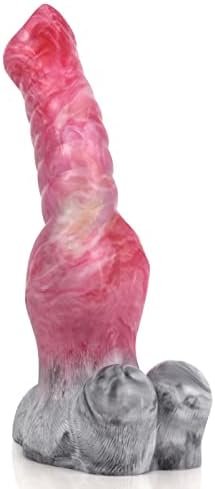 Thick Realistic Wolf Dildo 10Inch Animal Dildo With Suction Cup, Big Pink Silicone Anal Plug Dildo Adult Toy For Women Hands-Free Dildo (Pink&Grey)