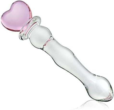 Glass Anal Plug, Crystal Butt Plug Pleasure Wand Anal Beads Dildo Penis Masturbation With Pink Heart