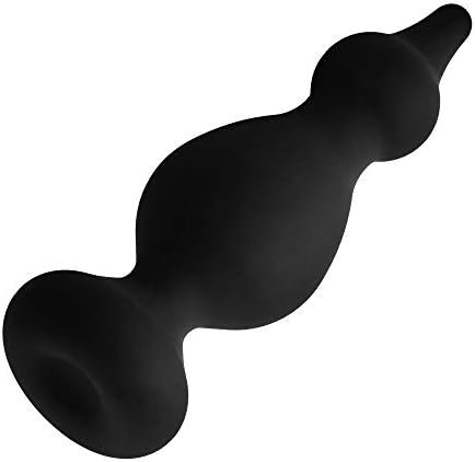 Forto Silicone F-30 Rippled Butt Plug - Anal Plug Training, Silicone Anal Beads Plug Kit For Comfortable Long-Term Wear Prostate Massager Sex Toy With Narrow Flared Base & Long Neck For Men And Women (Black - Silicone, Large)