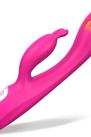 G Spot Rabbit Vibrator With Heating Function And Bunny Ears For Clitoris G-Spot Stimulation,Waterproof Dildo With 9 Powerful Vibrations Dual Motor Stimulator For Women Or Couple Fun