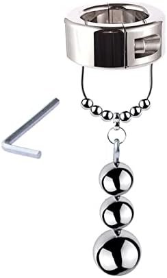 Stainless Steel Cock Ring With Chain Metal Anal Plug Weighted Penis Restraint Toys With Heavy Beads(C)