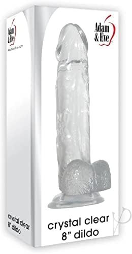 Adam & Eve Crystal Clear 8 Inch Dildo - Large Dildo With Suction Cup - Firm, Flexible Clear Dildo - 8.25" Long, 1.6" Wide - Harness Compatible Dildo - Waterproof Dildo For Solo Or Couples Play