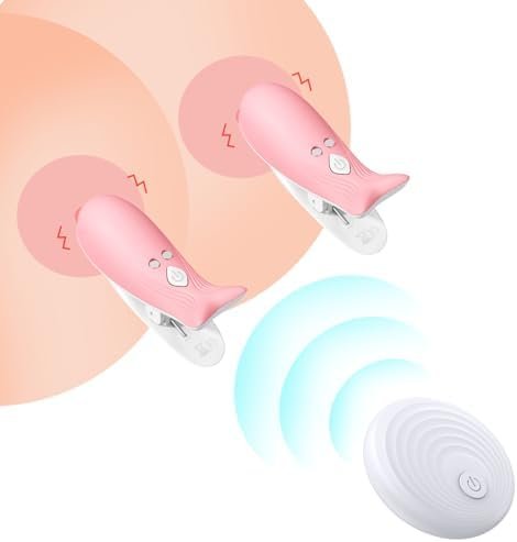 Nipple Sex Toy,Nipple Vibrators,Nipple Clitoris Clip,Cordless Remote Control,Women Nipple Clamp Sex Toys - With 10 Powerful Vibration, For Women Clitoris Couples Sex Pleasure (Purple White)