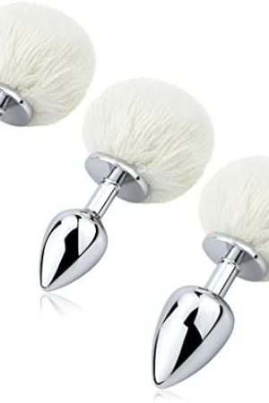 3Pcs Expanding Anal Butt Plug - Sex Factory Aluminum Alloy Butt Plug Artificial Rabbit'S Fur Tail Anal Sex Toys For Women Men Couple…