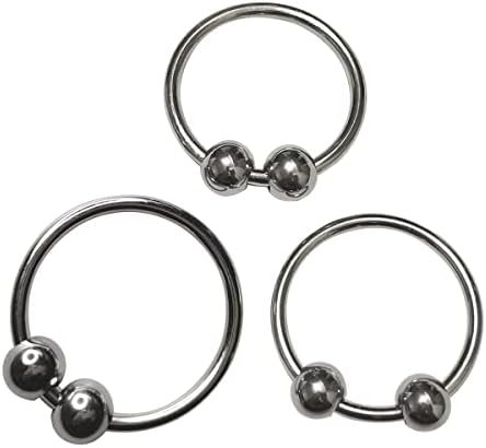 Anmooee Stainless Steel Cock Ring Penis Erection 2 Beads Penis Ring Glans Stimulating Penis Loop Delay Ejaculating Sex Toys For Men D